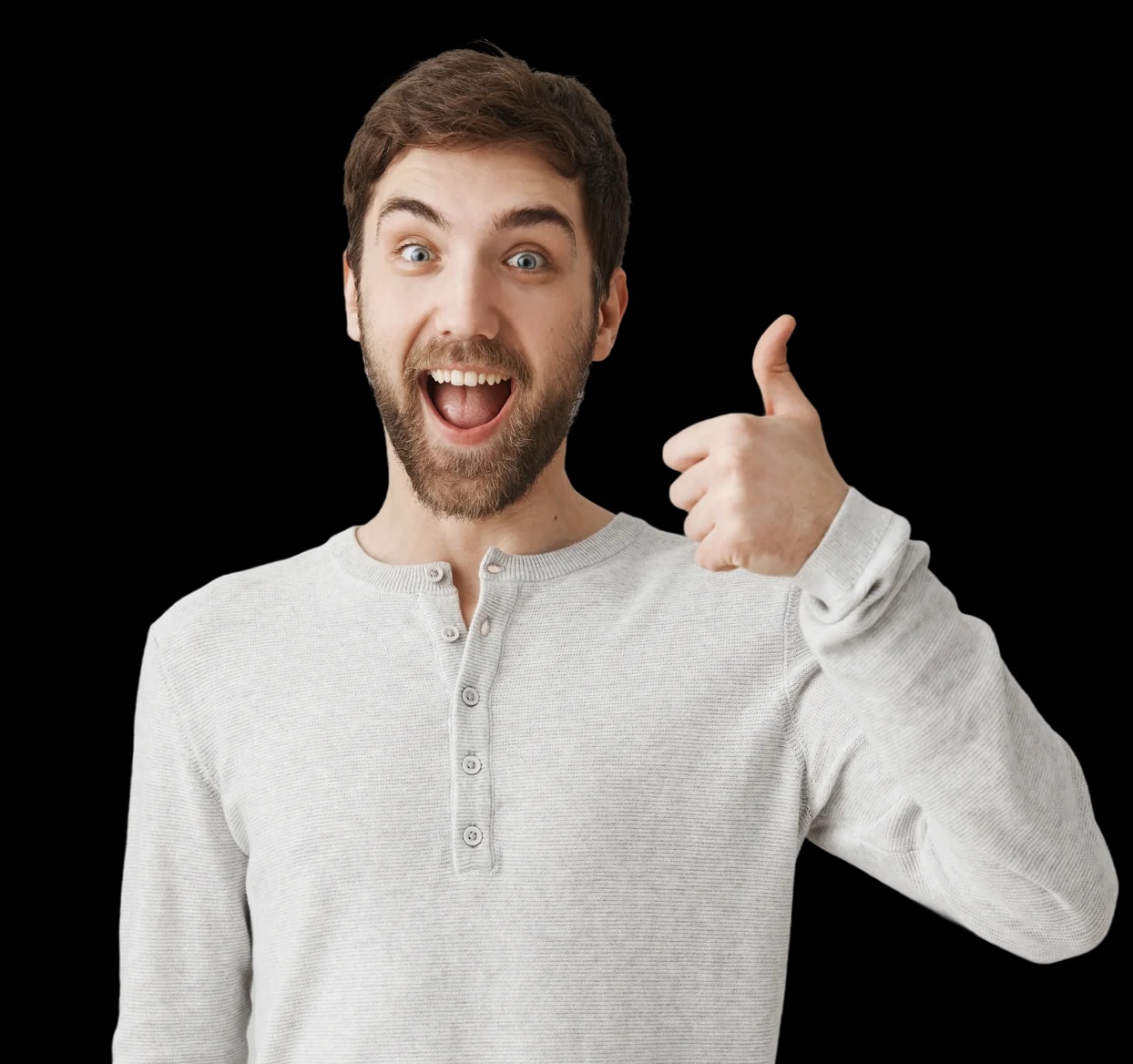 Man giving a thumbs up, happy with his erectile-dysfunction treatment