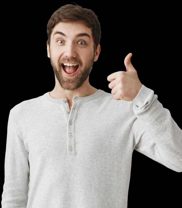 Man giving a thumbs up, happy with his erectile-dysfunction treatment
